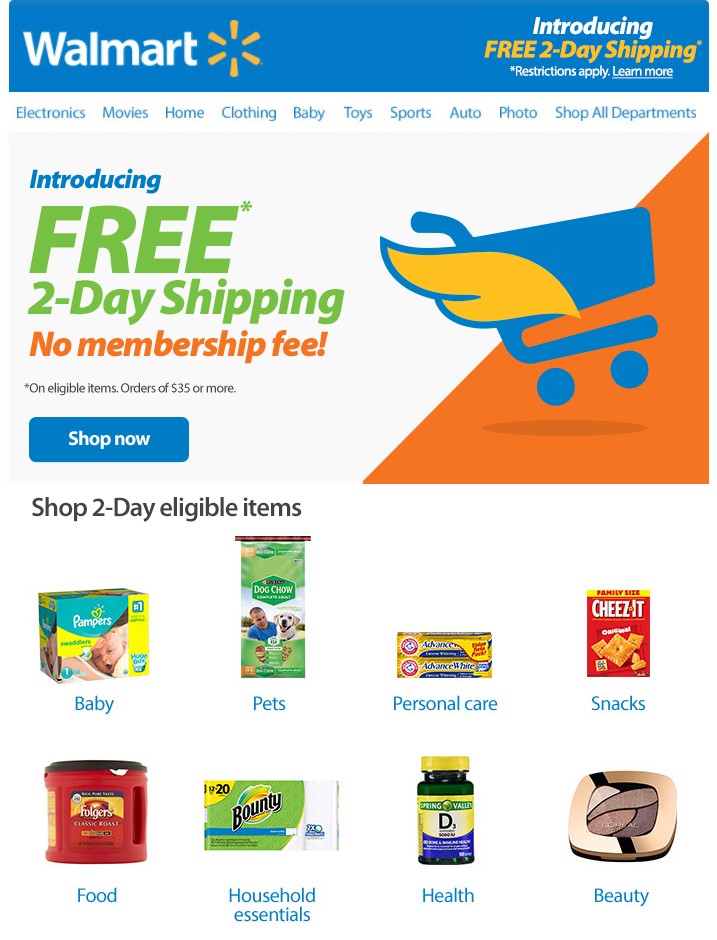Walmart lança entrega gratuita para o dia seguinte nos EUA