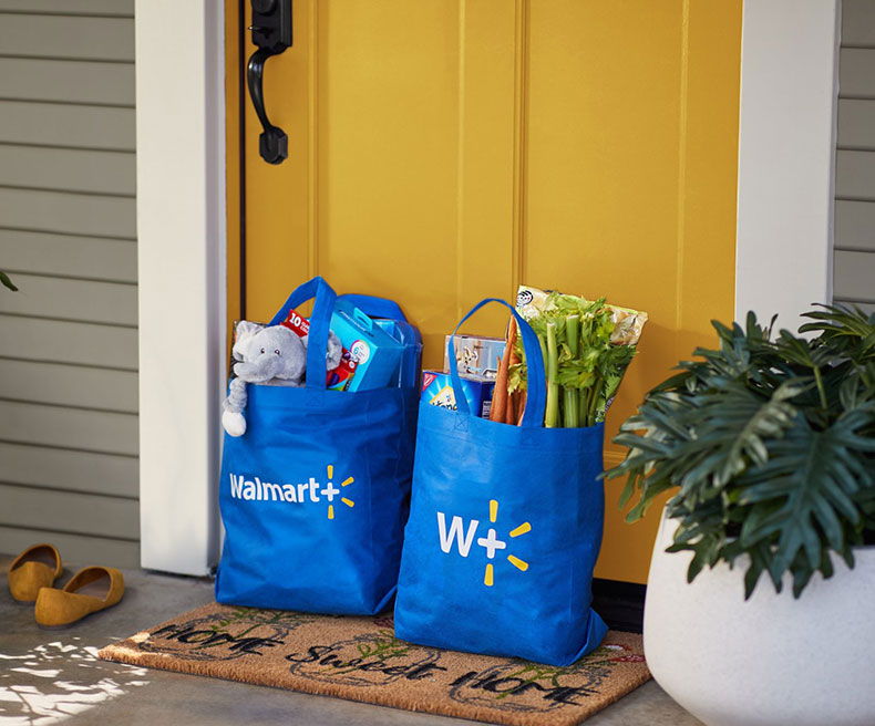 Walmart+ members receive free delivery on general merchandise and fresh groceries.