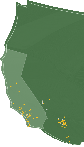 Map of bee colonies protected across California.