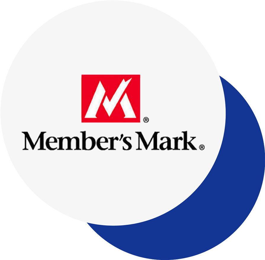1998 Member's Mark logo on a white circle background on top of a blue circle slightly offset.